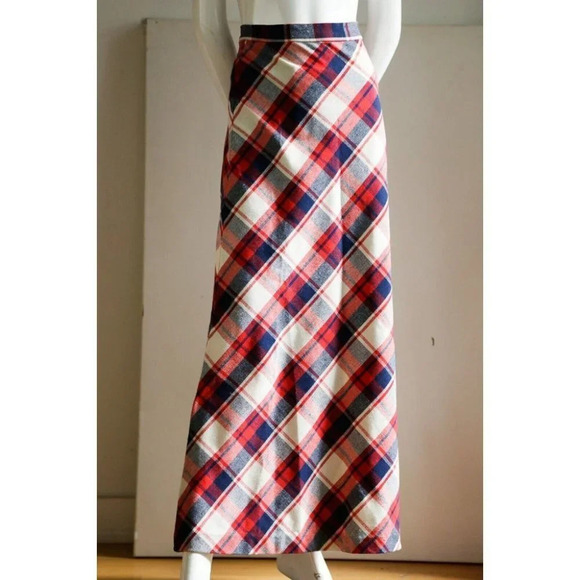 Vintage Large Scale Plaid A line Maxi Skirt XS - Picture 4 of 7
